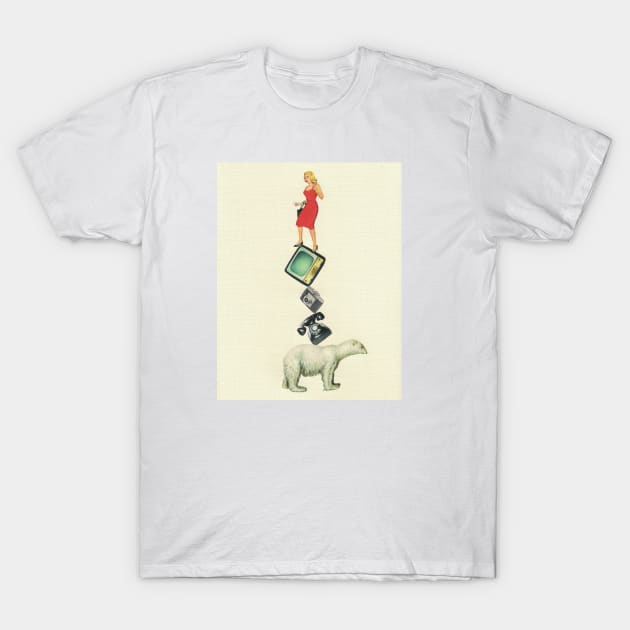 Lady and Polar Bear T-Shirt by martynzero